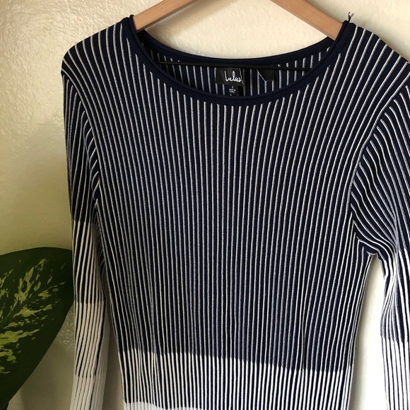 Lulu’s | Toria Striped Pleated Sweater Dress - Picture 3 of 8